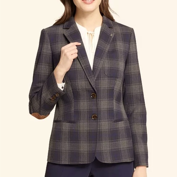Tommy Hilfiger Jackets & Blazers - NEW Tommy Hilfiger Navy Plaid Two Button Elbow Patch Blazer, 12